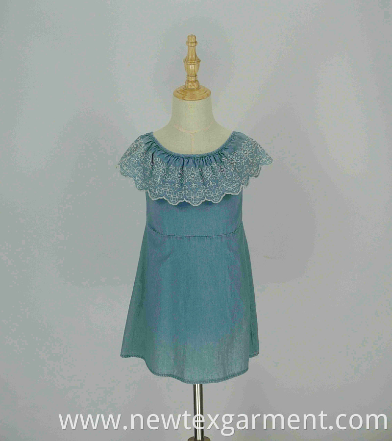 embroidery frill grils dress